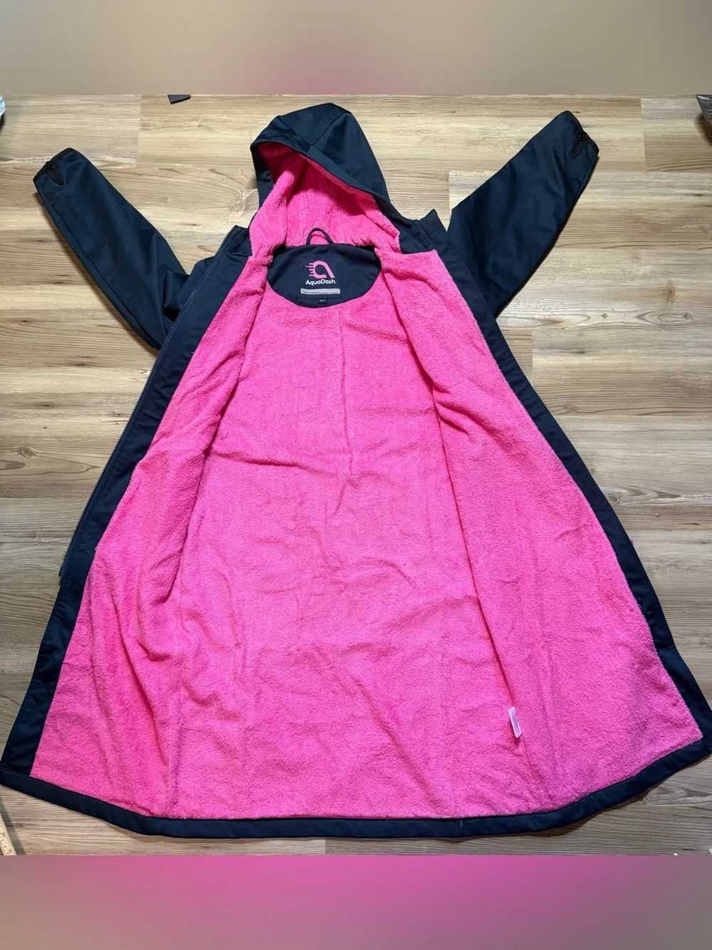Kids' Black Swim Coverup with Pink Trim